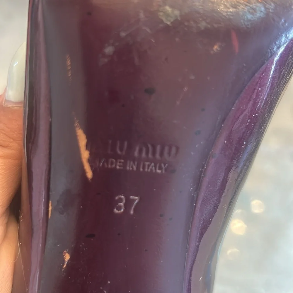 Miu Miu Vintage Dark Purple Red Patent Leather Heels